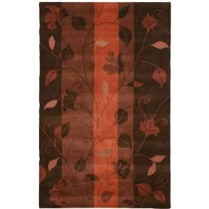 Fusion Collection Contemporary Orange Floral Hand Tufted Wool Area Rug 