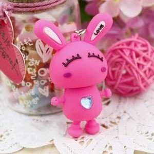  4GB New Style Pink Rabbit with Blue Crystal USB flash drive 