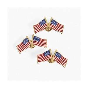  Double Usa Flag Clutch Pins (6 dozen)   Bulk Toys & Games