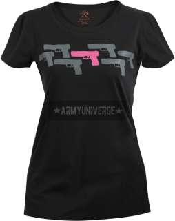 Black Pink Guns T Shirt (Womens)  