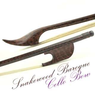 5Star Beautiful Snakewood Baroque Style 4/4 Cello Bow Strong Stiff 