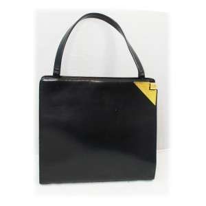 Vintage 60s Coblentz Dressy Black Leather & Gold Frame Bag Free 