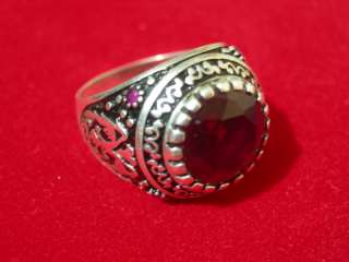 vintage rare ruby stone mens silver 0.925 ring  