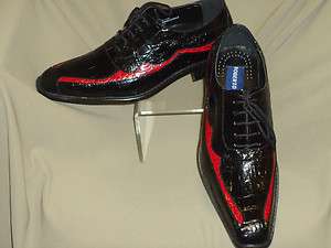  Black & Red 2 Tone Wave Faux Croco Dress Shoes Roberto Chillini 6201
