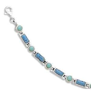  Turquoise and Blue Denim Lapis Sterling Silver Bracelet Jewelry