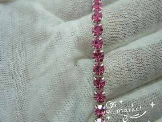 czech crystal rhinestone close chain rose pink 1 yard  