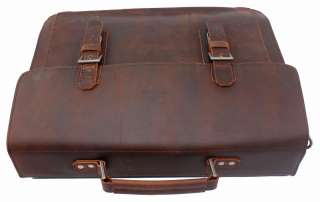 Rustic Vintage Men Genuine Cowhide Leather Briefcase Messenger Laptop 