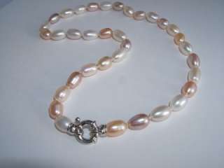 Multi Color Fresh Water Pearl Necklace,14k W.Gold Clasp  