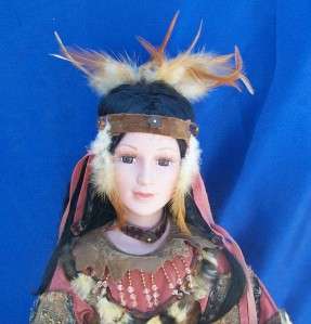 22 IN PORCELAIN INDIAN Reproduction DOLL GUIOMAR NEW  