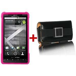   Case Leather Pouch Combo Hot Pink For Verizon Motorola Droid X Mb810
