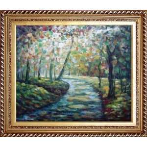 Tranquillity Trail in Autumn Forest Oil Painting, with Exquisite Dark 