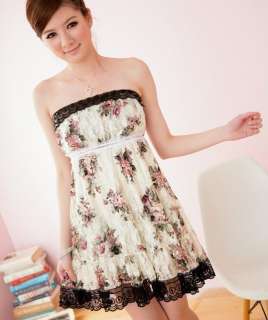 wholesale Fashion Lace Embellished Tube Dress Beige
