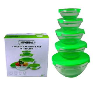 Glass Bowls with Lids   Lime Green (MW1203 G)