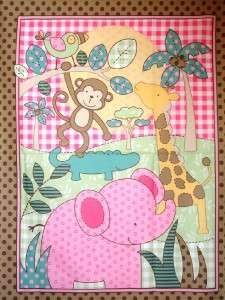 New Elephant Monkey Giraffe Fabric Panel Animal Baby Nursery  