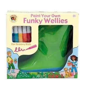    Kids Funky Paint Your Own Green Wellies (Small) Toys & Games