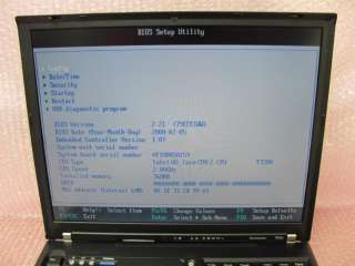 IBM Thinkpad 2007 CT0 T60p Core 2 2.00GHz 768MB 60GB Ac Adapter Wi Fi