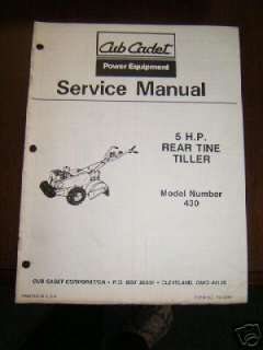 Cub Cadet 5HP Rear Tine Tiller Model 430Manual 772 4018  