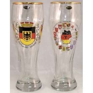  Hefeweizen Wheat Beer Glasses with Germany Colors, Set of 