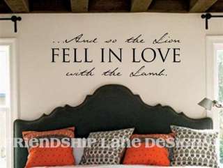  LION fell in love with the LAMB Vinyl Wall Decal/Letters/Words  
