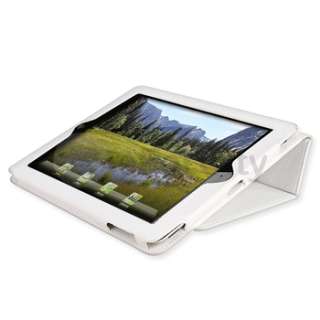 12 ACCESSORY FOR IPAD 2 White LEATHER CASE+SCREEN FILM  