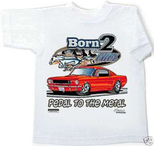 Ford Born 2 Cruz Mustang Kids White Tee Shirt T Shirt  