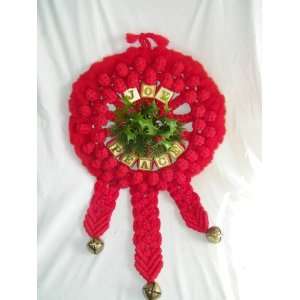  Vintage Large Red Crochet Wreath Xmas Christmas Red 3159 