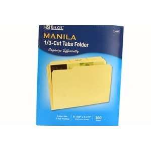  Manila File Folder 1/3 Cut Letter Size (100/Box) Office 