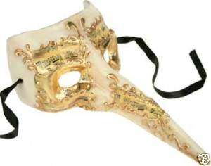 Venetian Mask Mardi Gras Casanova White Gold Halloween  