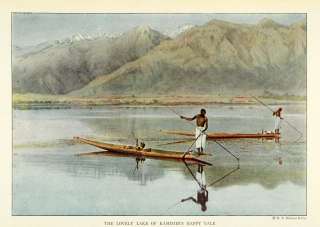 1921 Print Dal Lake Srinagar Kashmir Jammu India Cultural Fishing Boat 