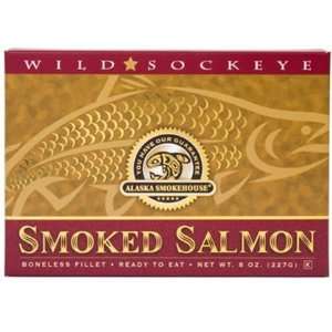 Alaska Smokehouse Smoked Sockeye Salmon Fillet In Gold, 8 oz Gift Box 