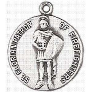  St. Florian Sterling Silver Medal with 18 Inch Chain 