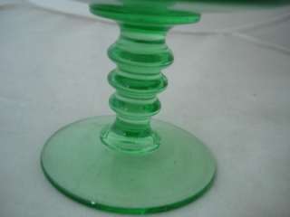 green depression twisted optic Imperial glass compote  