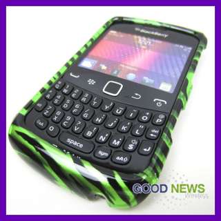 Mobile Blackberry Curve 9360 9370 9350 Green Black Zebra Hard Case 