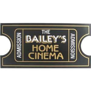    Personalized Home Cinema Movie Ticket Plaque