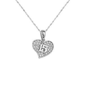 Sweet 15 Heart Charm Pendant with .925 Sterling Silver 1.2mm Singapore 