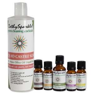 Cathy Sparkle Natural Green Cleaning Kit   Liquid Castile Soap and 