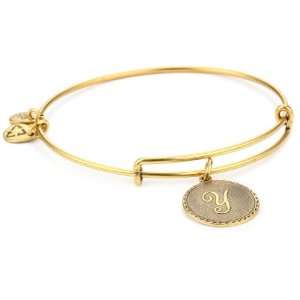  Alex and Ani Bangle Bracelet Bar Y Russian Gold Plated 
