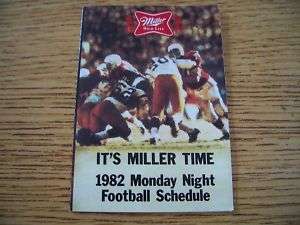 1982 NFL Monday Night Football Pocket Schedule Miller  