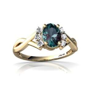    14K Yellow Gold Oval Created Alexandrite Ring Size 4 Jewelry
