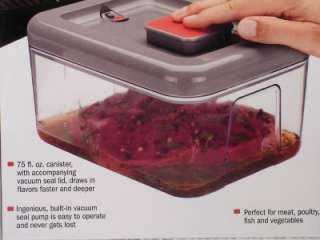 Vacuum Seal Marinating Tray 75 Oz. Canister Great For Grilling NIB 