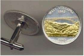 Gold on Silver West Virginia State Quarter Cufflinks  