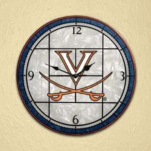  Memory Company Virginia Cavaliers 12In Art Glass Clock 