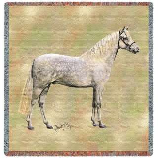 Welsh Pony White Horse Cotton Bed Blanket Afghan Throw  