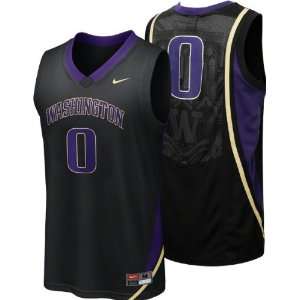 Washington Huskies Nike #0 Black Replica Basketball Jersey  