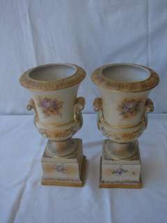 ABINGDON   PAIR OF HAND PAINTED VASES   SIGNED FLORAL  