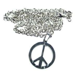  Silver Stainless Peace Sign Necklace Arts, Crafts 