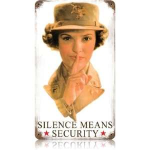  Silence Means Security Allied Military Vintage Metal Sign 