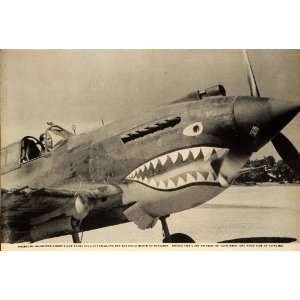  1942 Print WWII Curtiss P 40 Warhawk Fighter Aircraft 