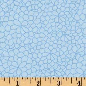  44 Wide Flutter Tonal Blooms Blue Fabric By The Yard 
