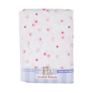  Luvable Friends Fitted Crib Sheet Flannel 28x52 Girl Baby